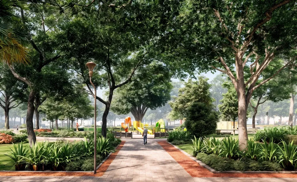 Render Plaza Urquiza paisajismo