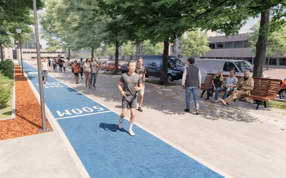 Render Plaza Urquiza caminerías