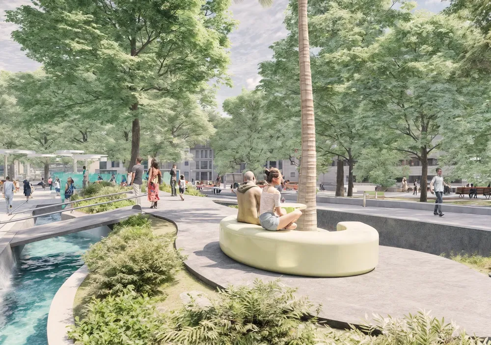 Render Plaza Urquiza isla canal