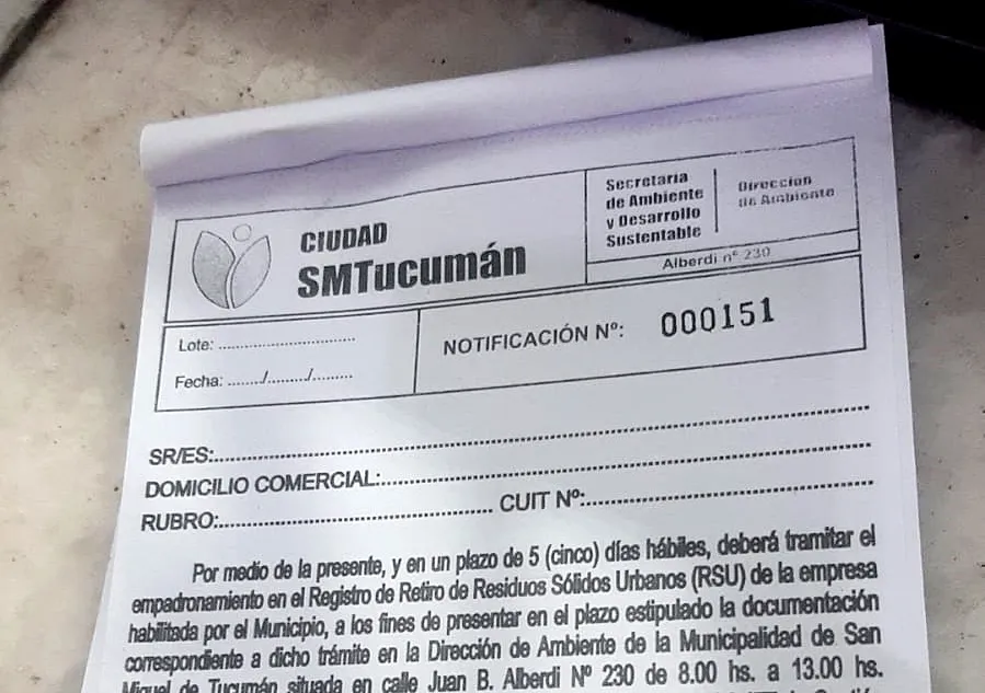 notificación grandes generadores de basura ambiente recorte