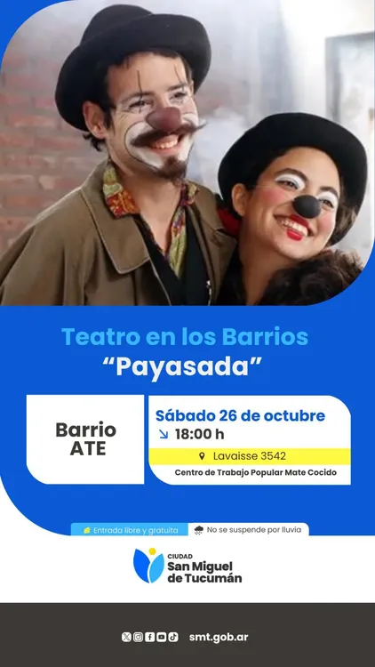 flyer Teatro en los Barrios Payasada